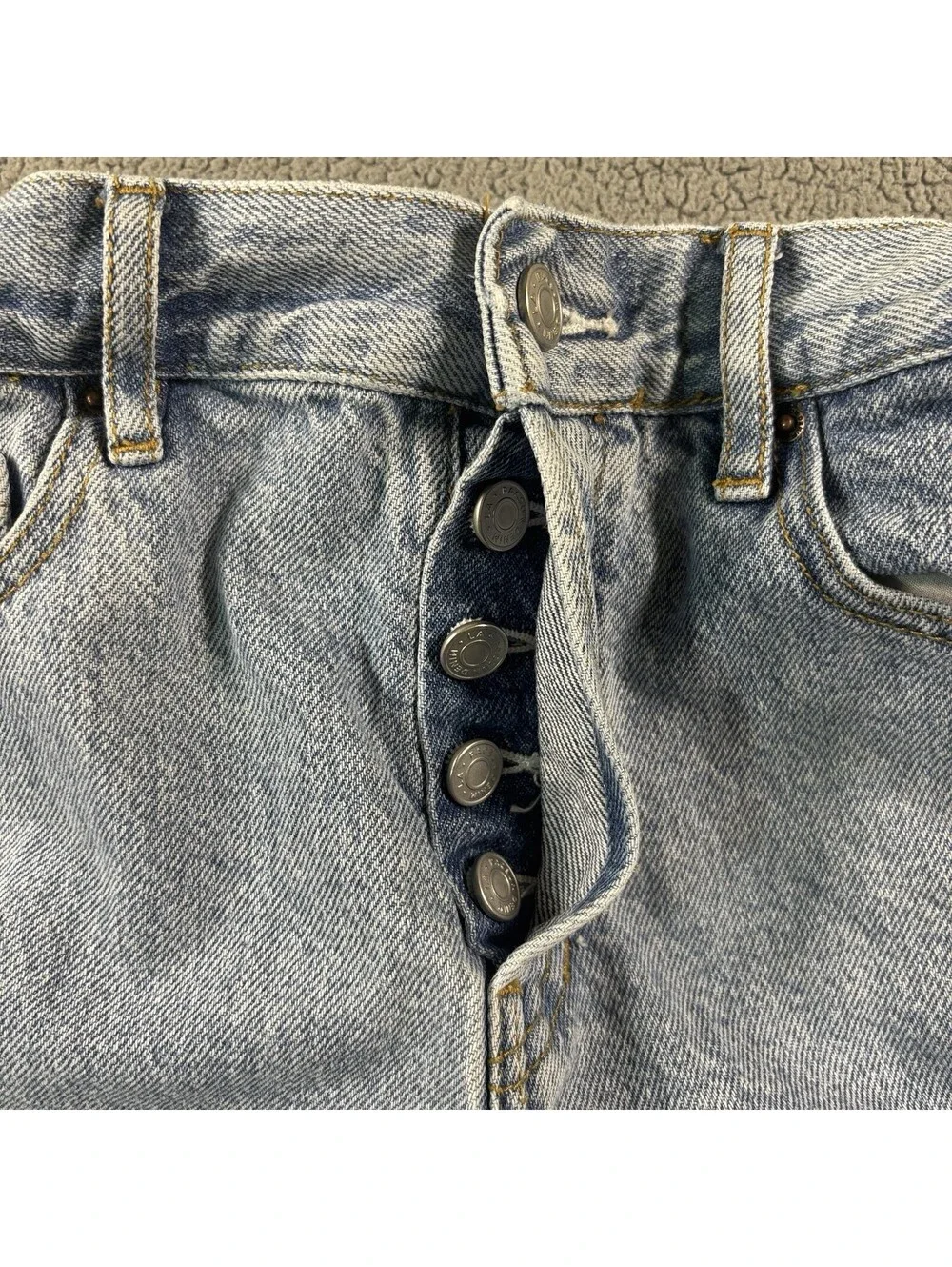 Pacsun 25 High Rise Straight Distressed Jeans - Button Fly Denim